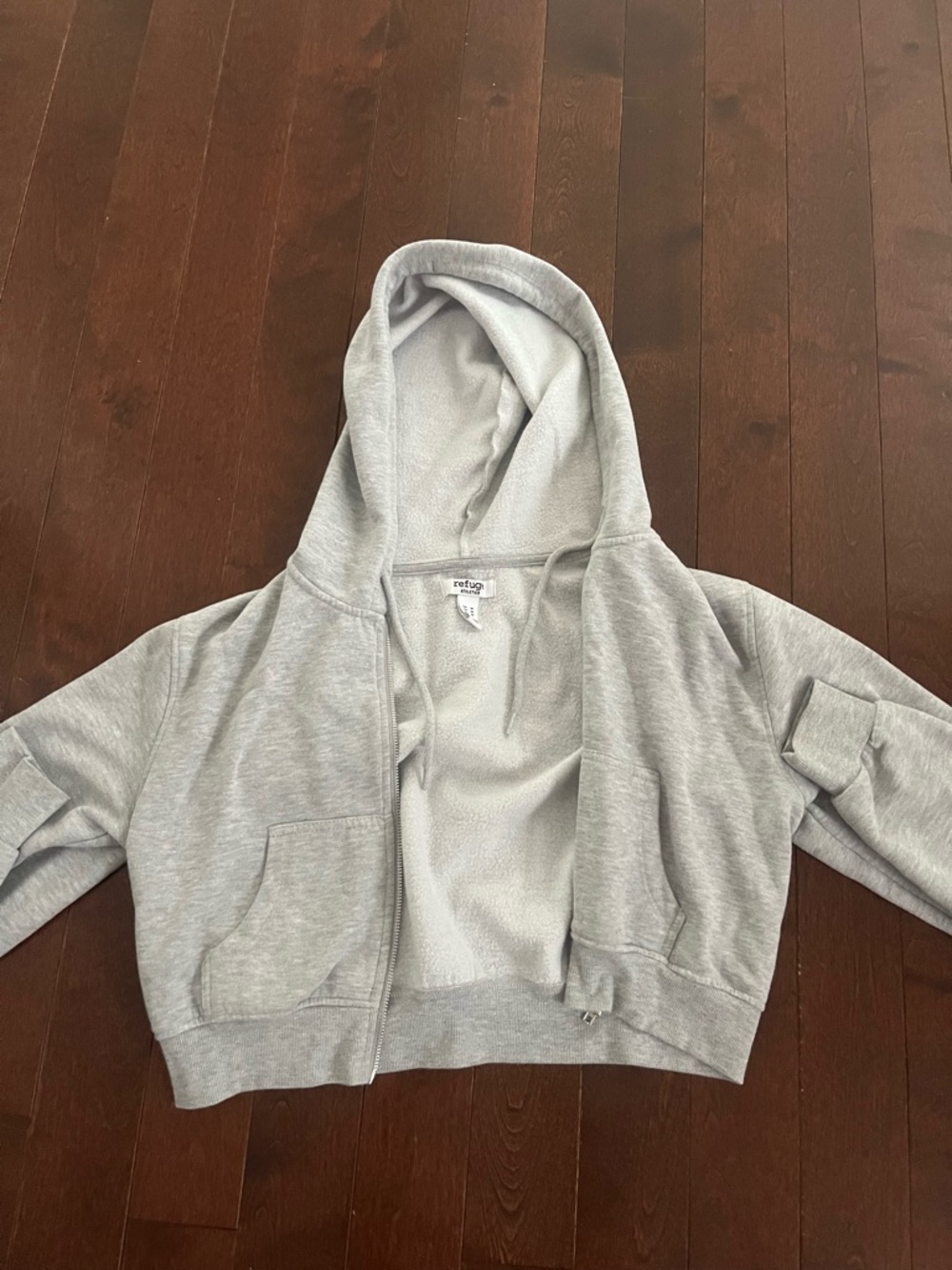 womens Grey Hooded Zip Jacket